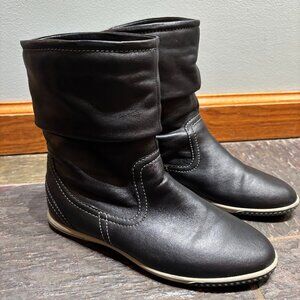 ECCO Black Leather Slouch Boots EU 36 US 5–5.5 Pull On